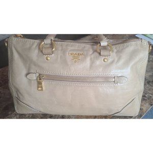 Prada Vintage 2 way handbag beige shoulder bag (Authentic)